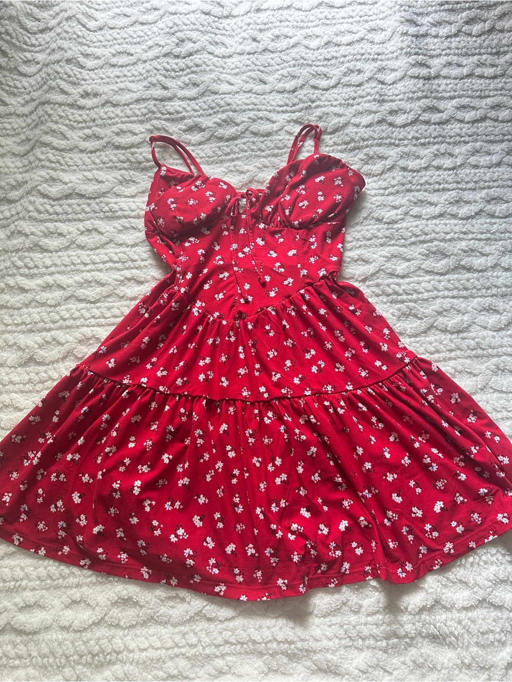 Red Floral Sundress with Spaghetti Straps